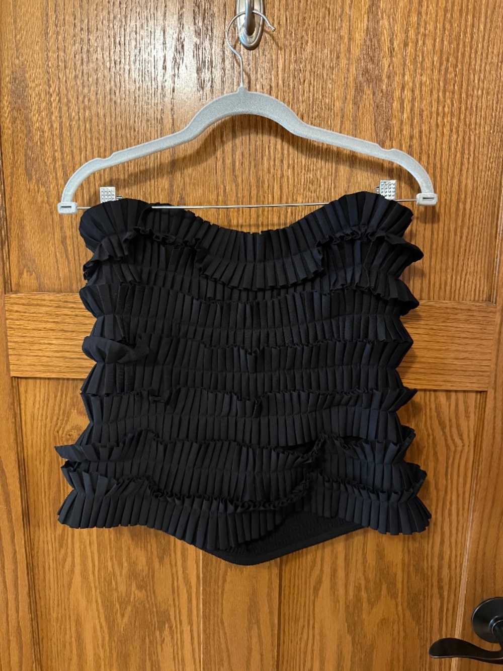 NWT Anthropologie Black Pleated Ruffle Strapless Corset Top XL